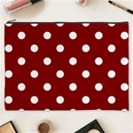 Polka Dots - White on Maroon Red Cosmetic Bag (XXXL)