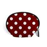 Polka Dots - White on Maroon Red Accessory Pouch (Small)