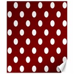 Polka Dots - White on Maroon Red Canvas 8  x 10 