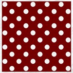 Polka Dots - White on Maroon Red Canvas 12  x 12 