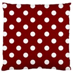 Polka Dots - White on Maroon Red Large Flano Cushion Case (Two Sides)