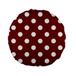 Polka Dots - White on Maroon Red Standard 15  Premium Round Cushion