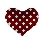 Polka Dots - White on Maroon Red Standard 16  Premium Heart Shape Cushion