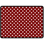 Polka Dots - White on Maroon Red Fleece Blanket (Large) (One Side)