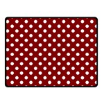 Polka Dots - White on Maroon Red Fleece Blanket (Small) (One Side)