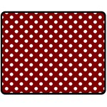 Polka Dots - White on Maroon Red Double Sided Fleece Blanket (Medium) (Two Sides)
