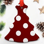 Polka Dots - White on Maroon Red Christmas Tree Ornament (Two Sides)