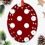 Polka Dots - White on Maroon Red Oval Filigree Ornament (Two Sides)