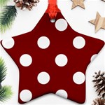 Polka Dots - White on Maroon Red Ornament (Star)