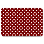 Polka Dots - White on Maroon Red Large Doormat