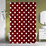 Polka Dots - White on Maroon Red Shower Curtain 48  x 72  (Small)