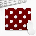 Polka Dots - White on Maroon Red Large Mousepad