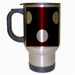 Polka Dots - White on Maroon Red Travel Mug (Silver Gray)