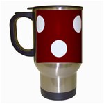 Polka Dots - White on Maroon Red Travel Mug (White)