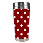 Polka Dots - White on Maroon Red Stainless Steel Travel Tumbler