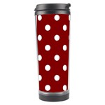 Polka Dots - White on Maroon Red Travel Tumbler