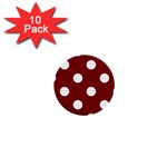 Polka Dots - White on Maroon Red 1  Mini Button (10 pack)