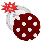 Polka Dots - White on Maroon Red 2.25  Button (100 pack)
