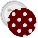 Polka Dots - White on Maroon Red 3  Button