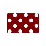 Polka Dots - White on Maroon Red Magnet (Name Card)