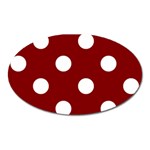Polka Dots - White on Maroon Red Magnet (Oval)