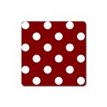 Polka Dots - White on Maroon Red Magnet (Square)