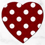 Polka Dots - White on Maroon Red Jigsaw Puzzle (Heart)