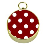 Polka Dots - White on Maroon Red Gold Compass