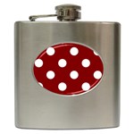 Polka Dots - White on Maroon Red Hip Flask (6 oz)
