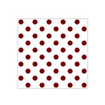 Polka Dots - Maroon Red on White Satin Bandana Scarf