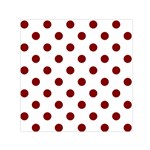 Polka Dots - Maroon Red on White Small Satin Scarf  (Square)