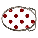 Polka Dots - Maroon Red on White Belt Buckle