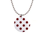 Polka Dots - Maroon Red on White 1  Button Necklace