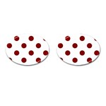 Polka Dots - Maroon Red on White Cufflinks (Oval)