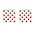 Polka Dots - Maroon Red on White Cufflinks (Square)