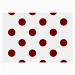 Polka Dots - Maroon Red on White Large Glasses Cloth (2 Sides)