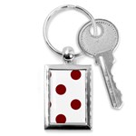 Polka Dots - Maroon Red on White Key Chain (Rectangle)