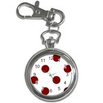 Polka Dots - Maroon Red on White Key Chain Watch