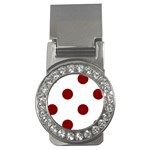 Polka Dots - Maroon Red on White Money Clip (CZ)