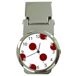 Polka Dots - Maroon Red on White Money Clip Watch