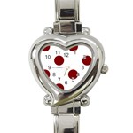 Polka Dots - Maroon Red on White Heart Italian Charm Watch