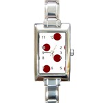 Polka Dots - Maroon Red on White Rectangle Italian Charm Watch