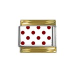 Polka Dots - Maroon Red on White Gold Trim Italian Charm (9mm)