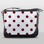 Polka Dots - Maroon Red on White Messenger Bag