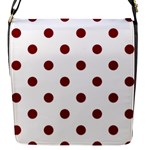 Polka Dots - Maroon Red on White Flap Closure Messenger Bag (S)