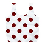 Polka Dots - Maroon Red on White Full Print Recycle Bag (L)
