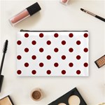 Polka Dots - Maroon Red on White Cosmetic Bag (M)