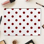 Polka Dots - Maroon Red on White Cosmetic Bag (XL)