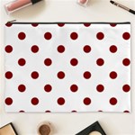 Polka Dots - Maroon Red on White Cosmetic Bag (XXXL)