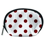 Polka Dots - Maroon Red on White Accessory Pouch (Medium)